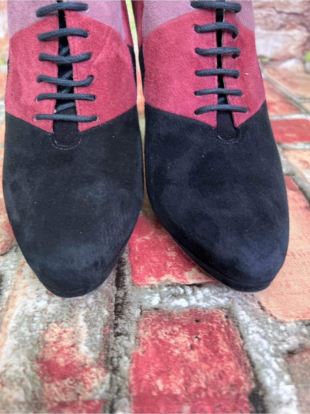 PRADA Italian Made Suede Lace-Up Color Block Luxury Platform Oxfords, 37.5 - Picture 6 of 16